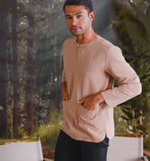 The Rimba Raya Men Modern Teluk Belanga Top Caramel Stripes - Umbi