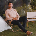 The Rimba Raya Men Modern Teluk Belanga Top Caramel Stripes - Umbi