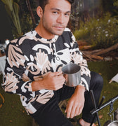 The Rimba Raya Men Modern Teluk Belanga Top Cempaka Print - Umbi