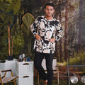 The Rimba Raya Men Modern Teluk Belanga Top Cempaka Print - Umbi