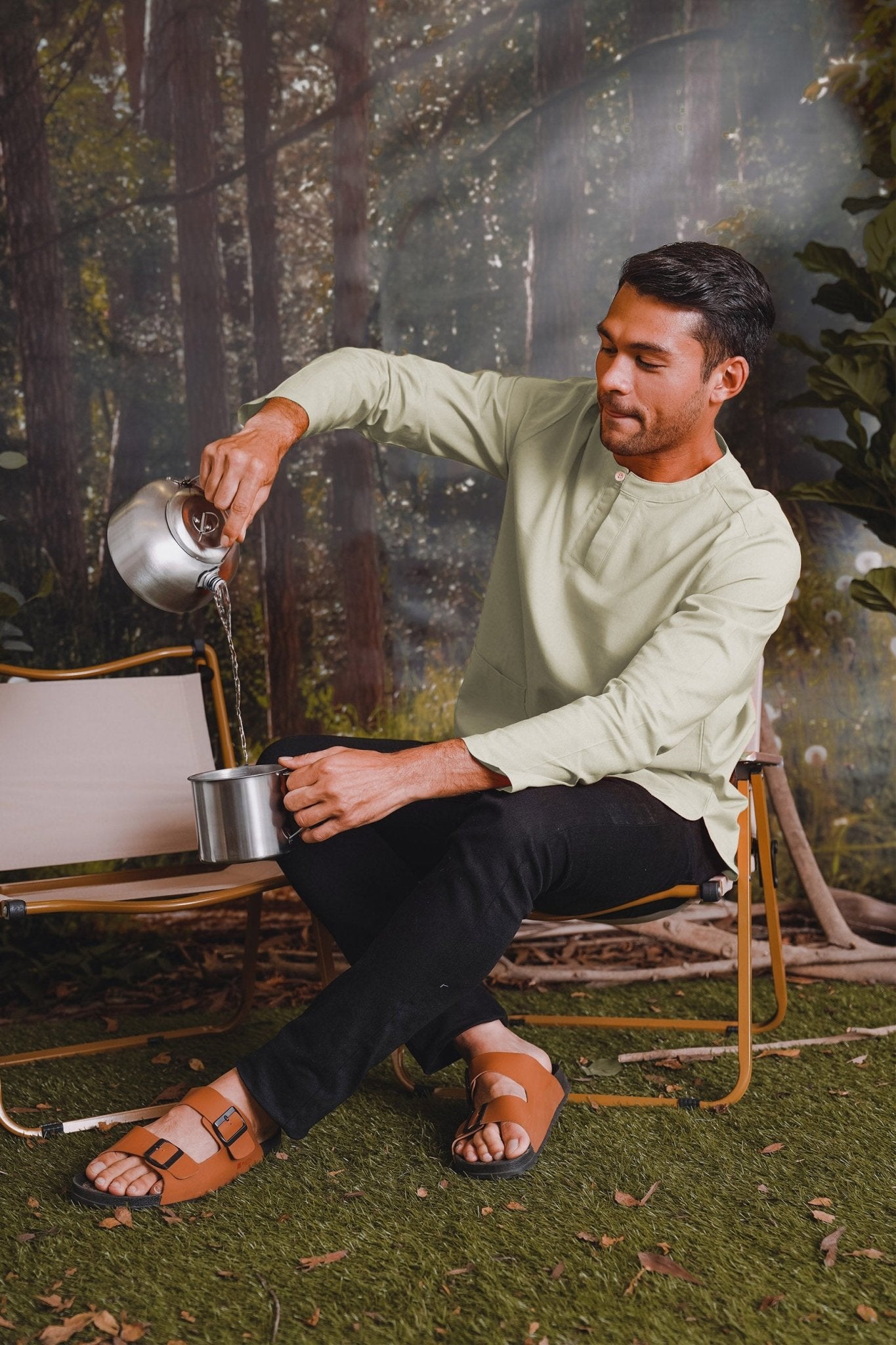 The Rimba Raya Men Modern Teluk Belanga Top Matcha Green - Umbi