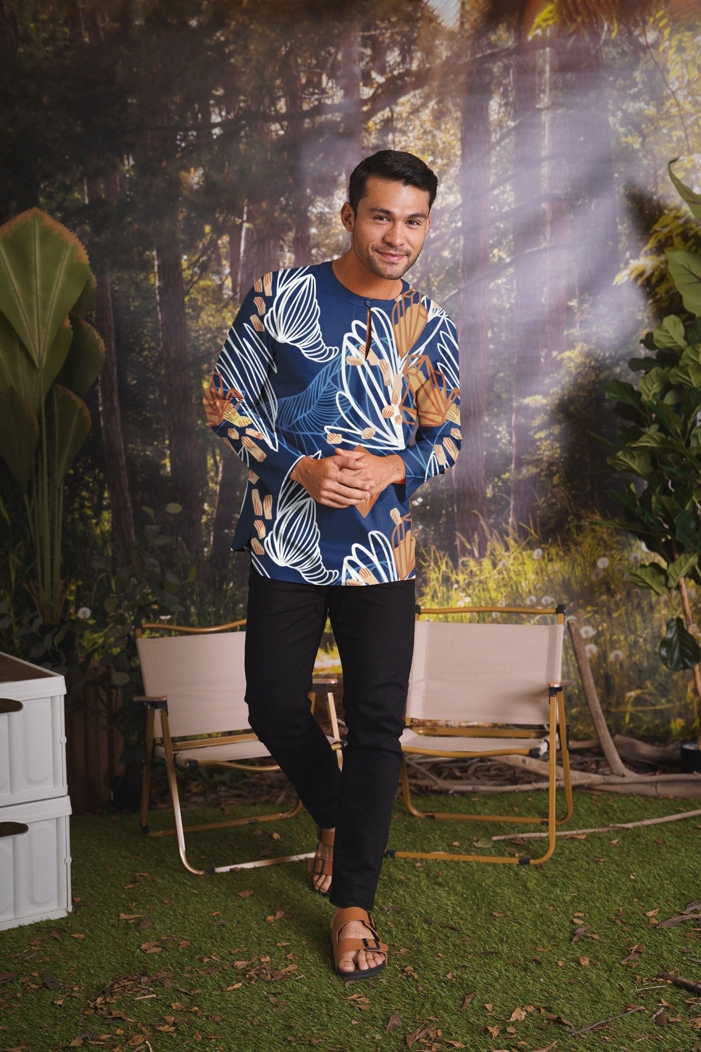 The Rimba Raya Men Modern Teluk Belanga Top Senja Print - Umbi