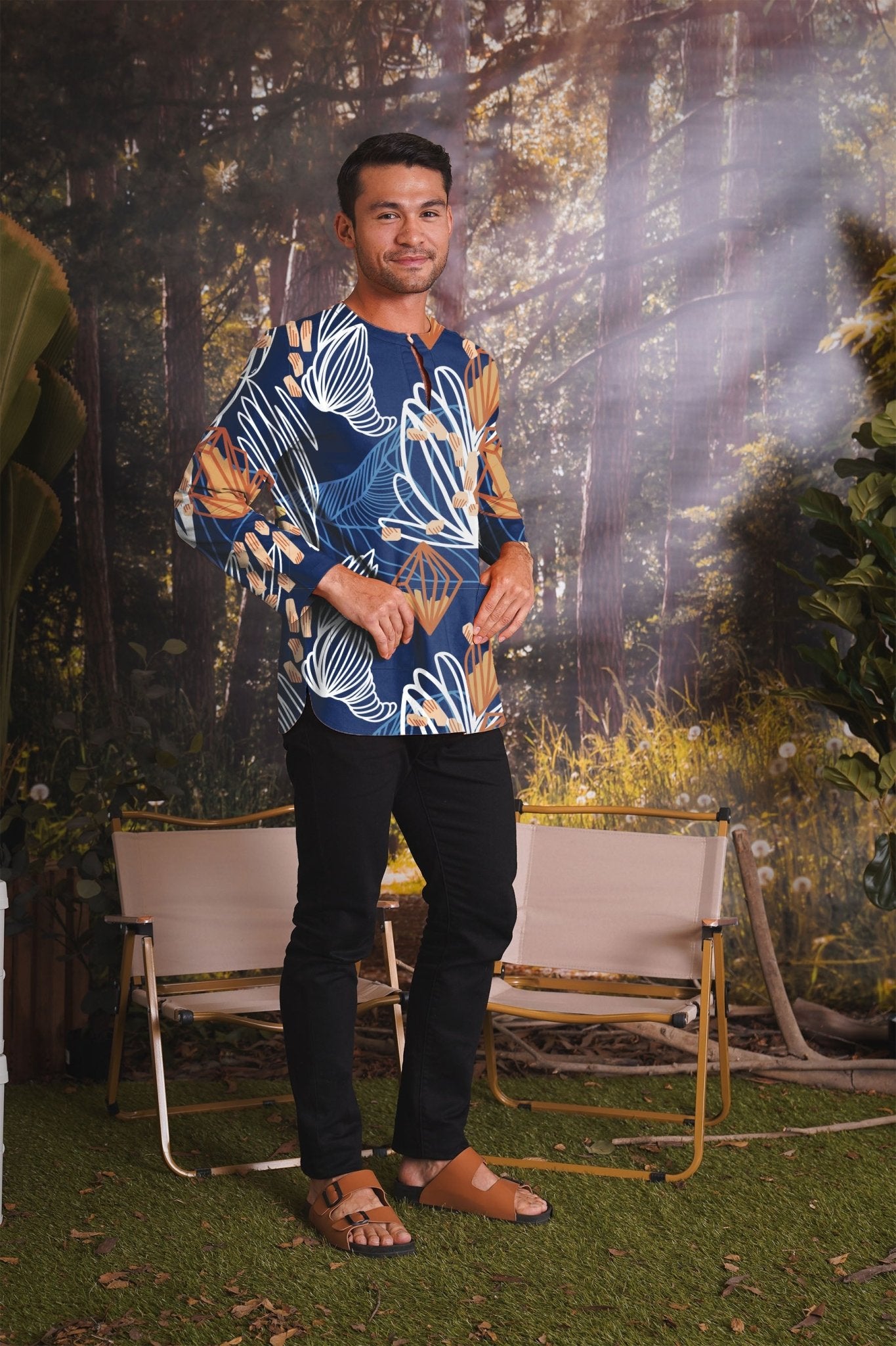 The Rimba Raya Men Modern Teluk Belanga Top Senja Print - Umbi
