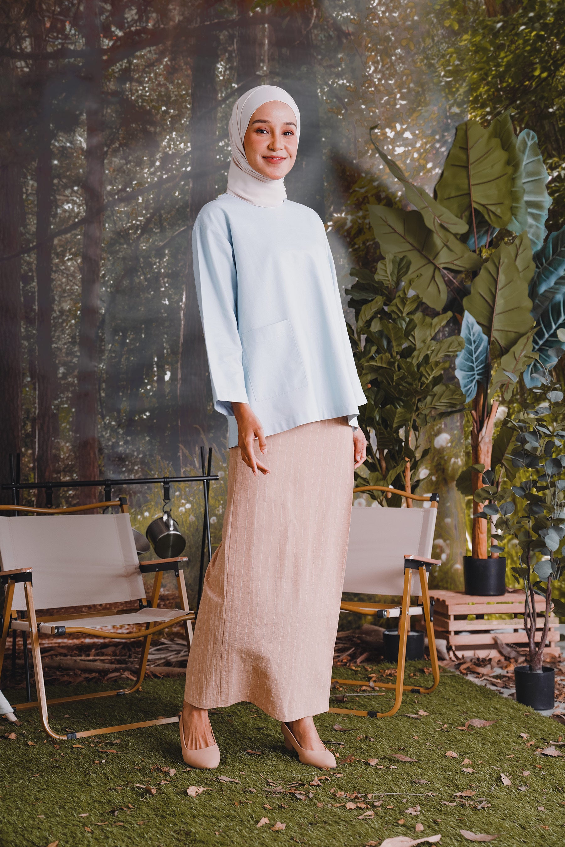 The Rimba Raya Women Classic Skirt Caramel Stripes