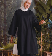 The Rimba Raya Women Long Kurung Blouse Black - Umbi