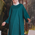 The Rimba Raya Women Long Kurung Blouse Dark Green - Umbi