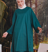 The Rimba Raya Women Long Kurung Blouse Dark Green - Umbi