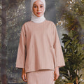 The Rimba Raya Women Pair Pockets Boxy Blouse Caramel Stripes - Umbi
