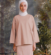 The Rimba Raya Women Pair Pockets Boxy Blouse Caramel Stripes - Umbi