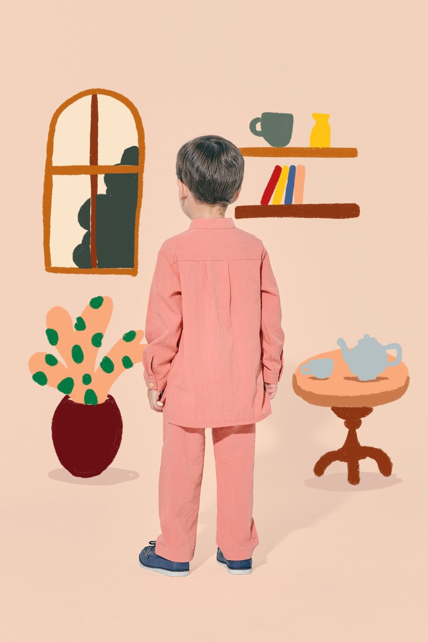 The Ruma Riang Baju Melayu Set Salmon - Umbi