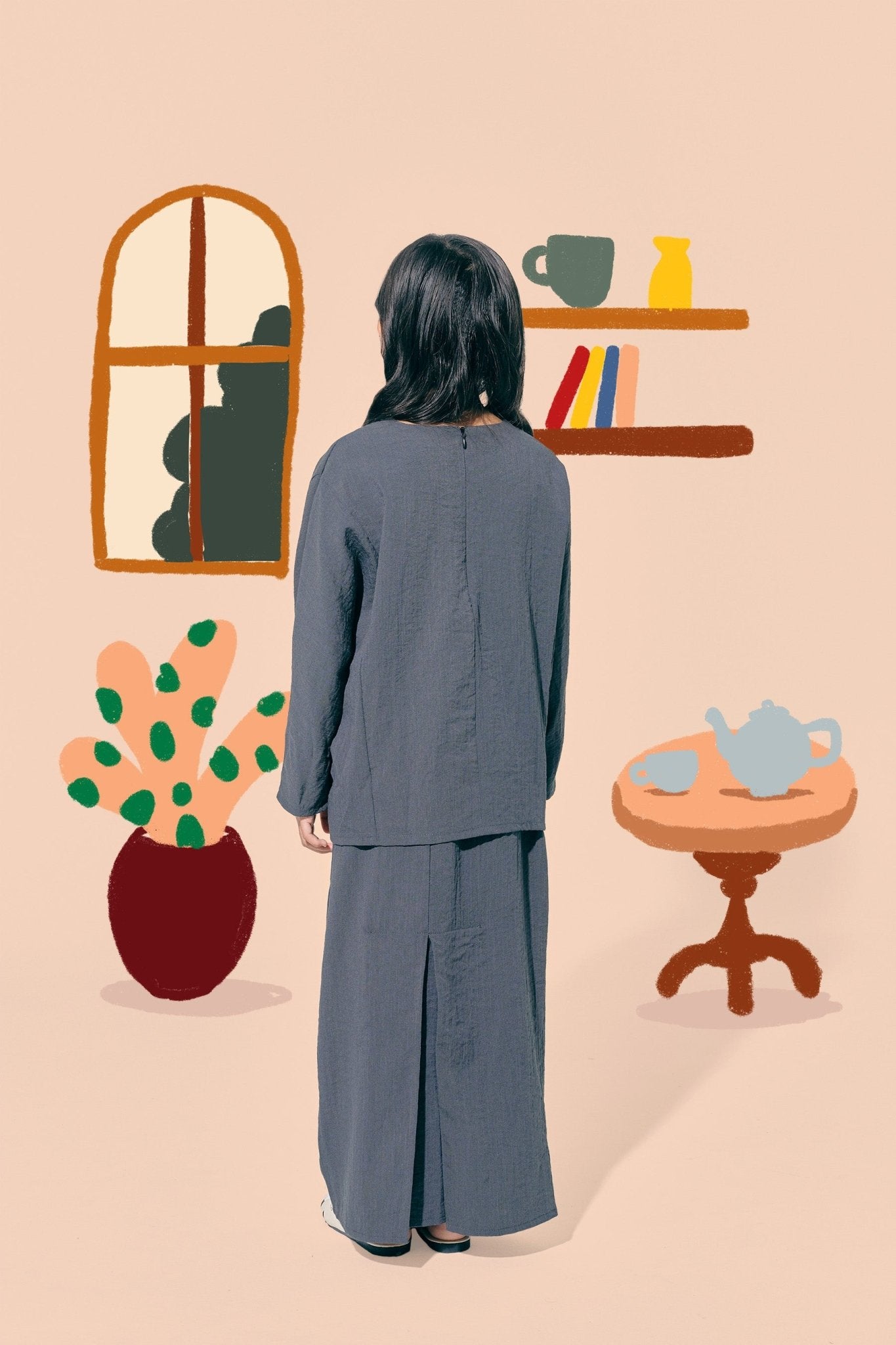 The Ruma Riang Basic Skirt Dark Grey - Umbi