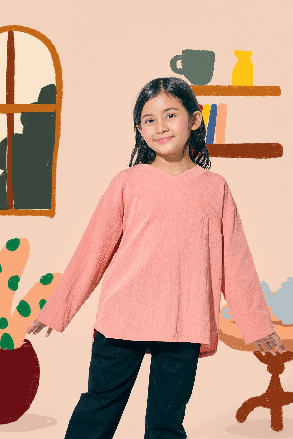 The Ruma Riang Instant Kimono Top Salmon - Umbi