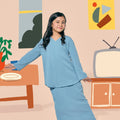 The Ruma Riang Kebaya Top Blue - Umbi