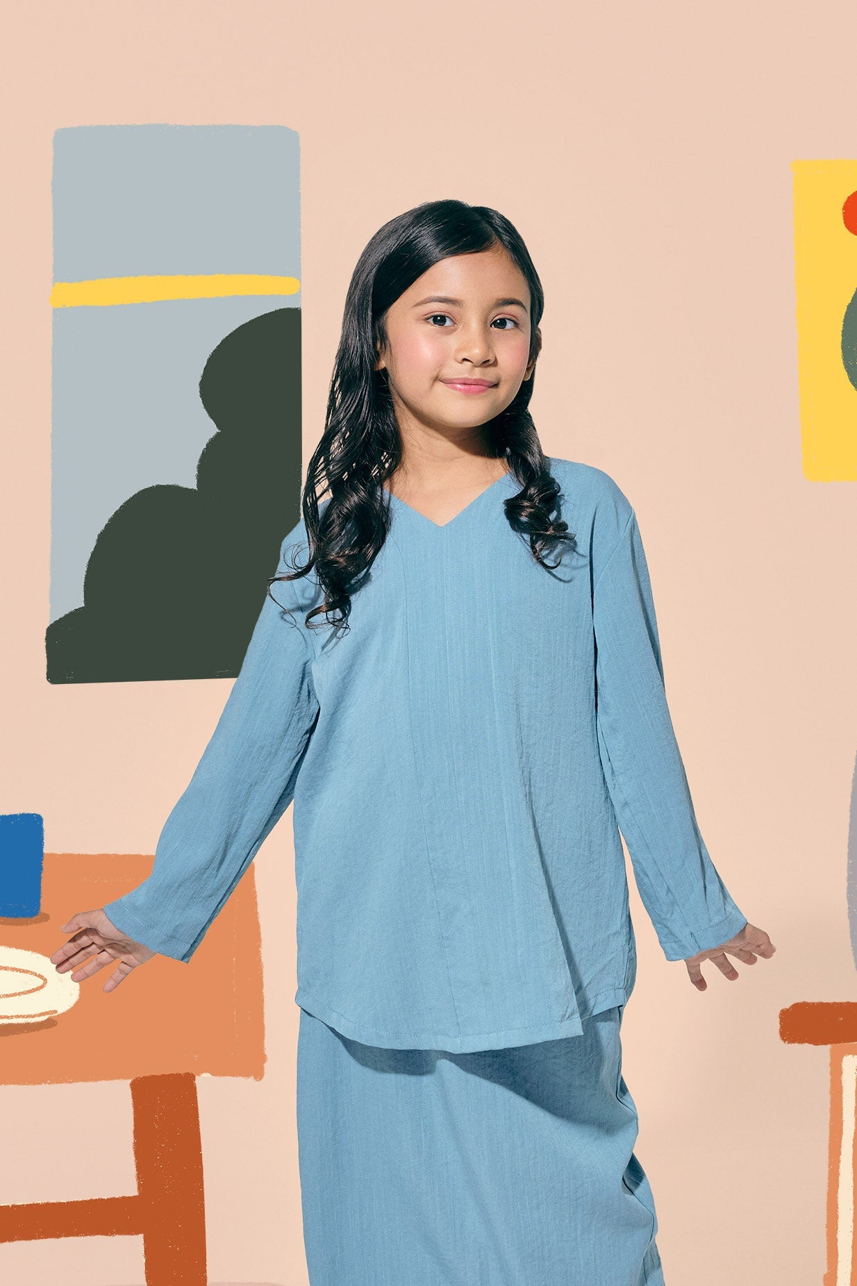 The Ruma Riang Kebaya Top Blue - Umbi
