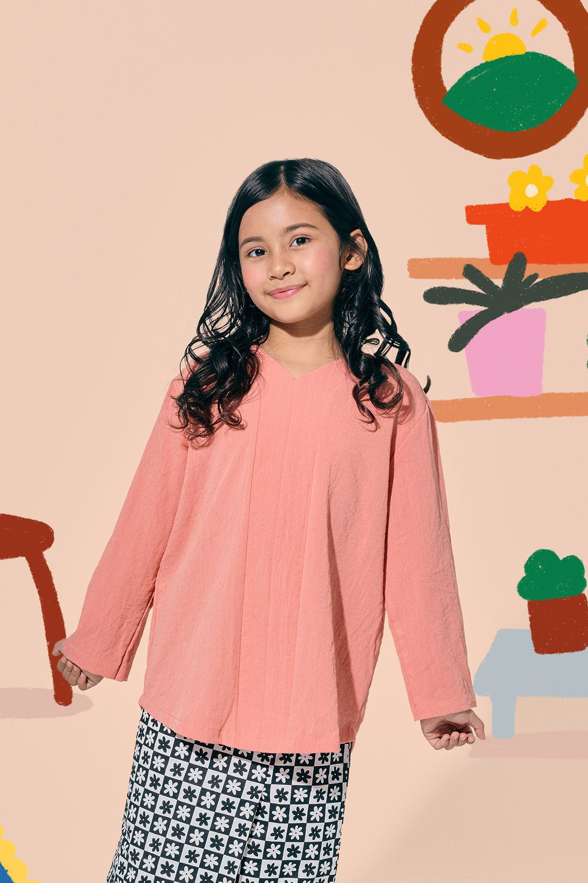 The Ruma Riang Kebaya Top Salmon - Umbi