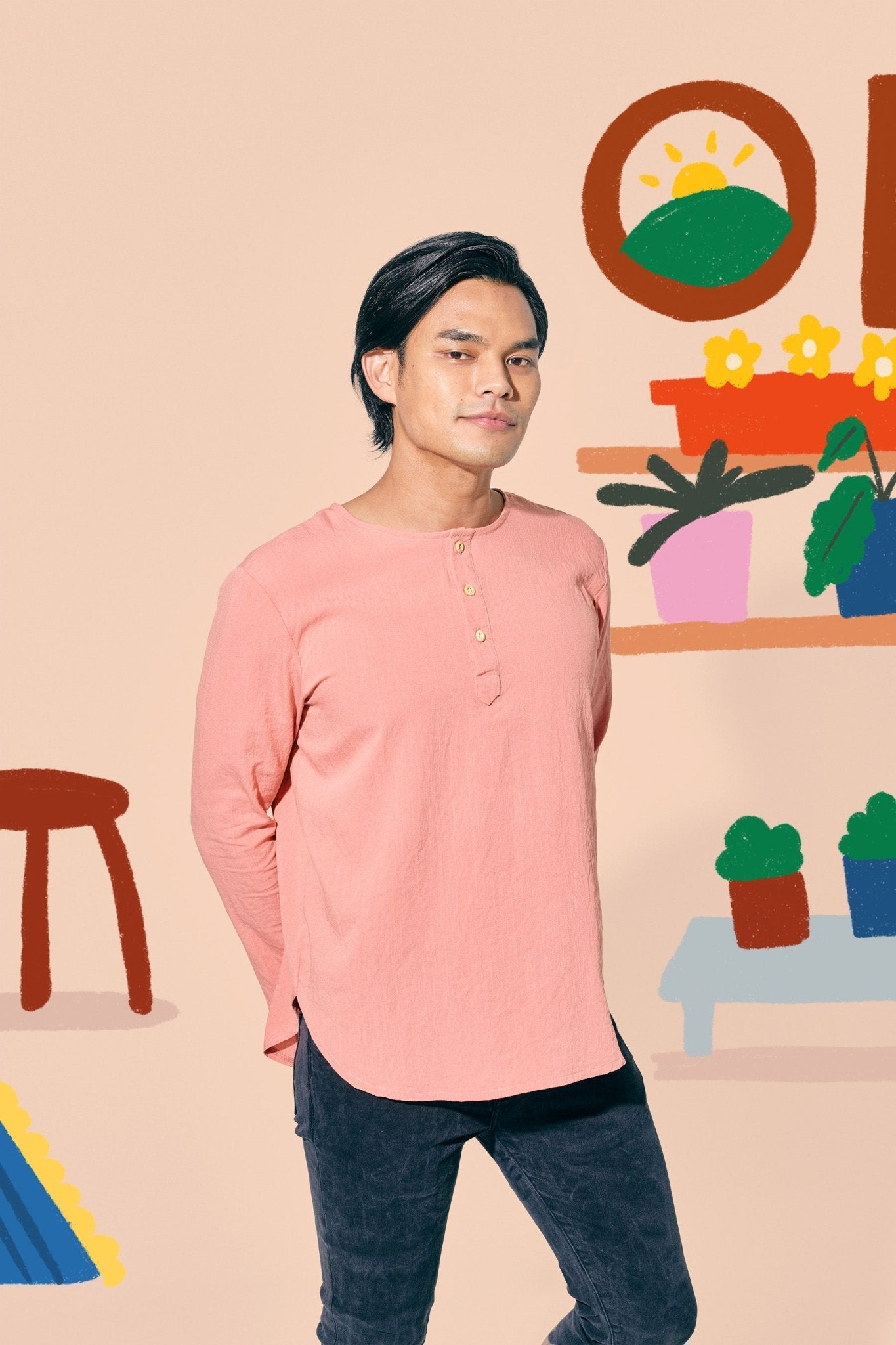 The Ruma Riang Men Kurta Salmon - Umbi