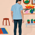 The Ruma Riang Men Short Sleeves Shirt Blue - Umbi