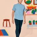 The Ruma Riang Men Short Sleeves Shirt Blue - Umbi