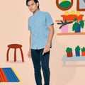 The Ruma Riang Men Short Sleeves Shirt Blue - Umbi