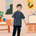 The Ruma Riang Modern Short Sleeves Shirt Dark Grey - Umbi