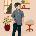The Ruma Riang Modern Short Sleeves Shirt Dark Grey - Umbi