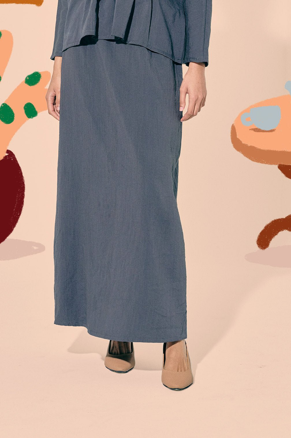 The Ruma Riang Women Basic Skirt Dark Grey - Umbi