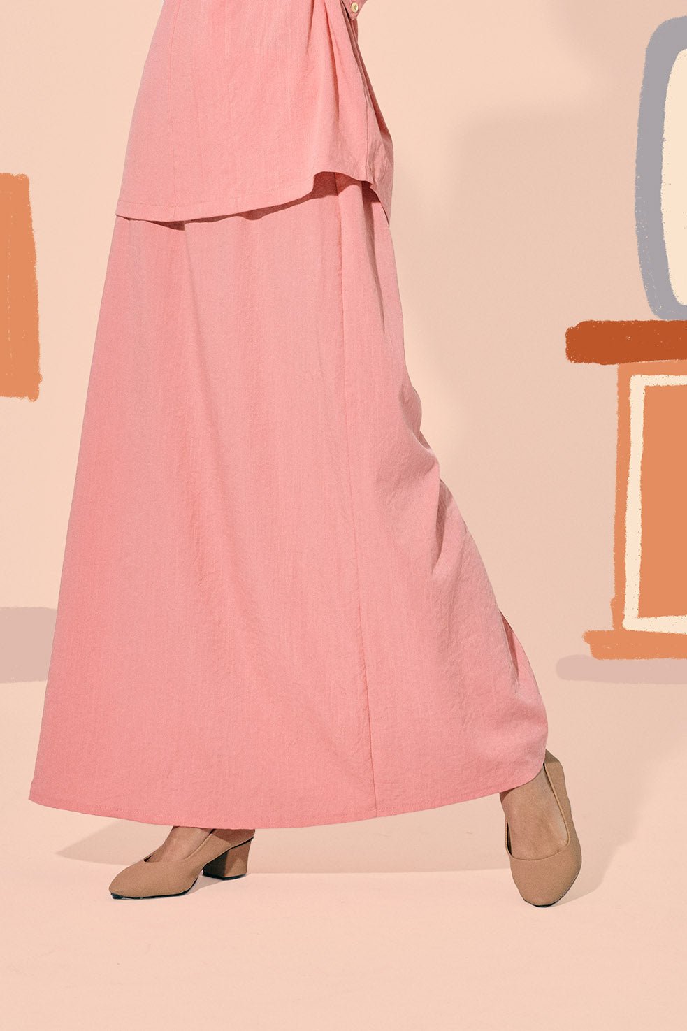 The Ruma Riang Women Basic Skirt Salmon - Umbi