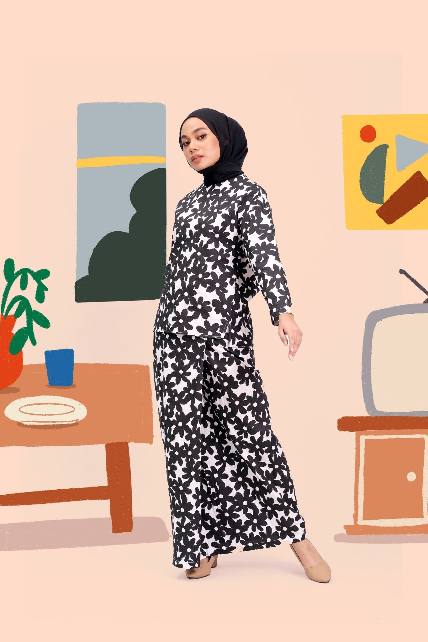 The Ruma Riang Women Classic Skirt Daisy Print - Umbi