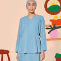The Ruma Riang Women Kebaya Top Blue - Umbi