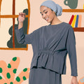 The Ruma Riang Women Ruched Top Dark Grey - Umbi