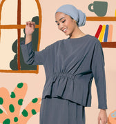 The Ruma Riang Women Ruched Top Dark Grey - Umbi