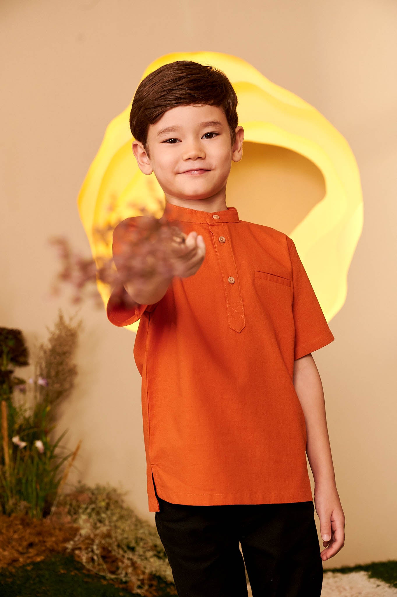 The Secret Garden Boy Short Sleeves Shirt Orange