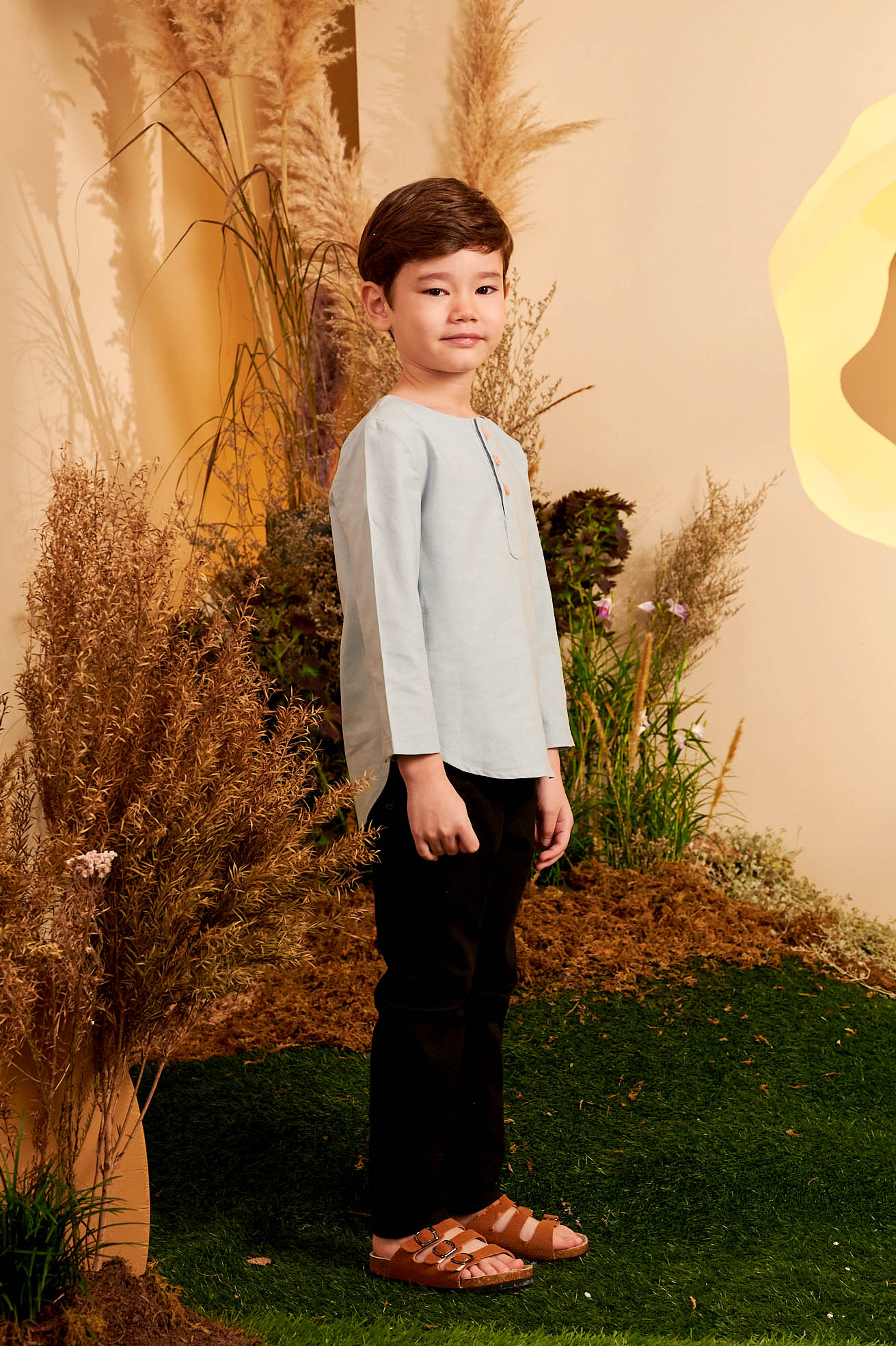 The Secret Garden Boy Kurta Top Dusty Blue