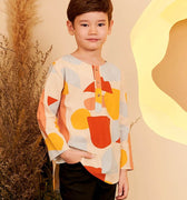 The Secret Garden Boy Kurta Top Pebbles Print - Umbi