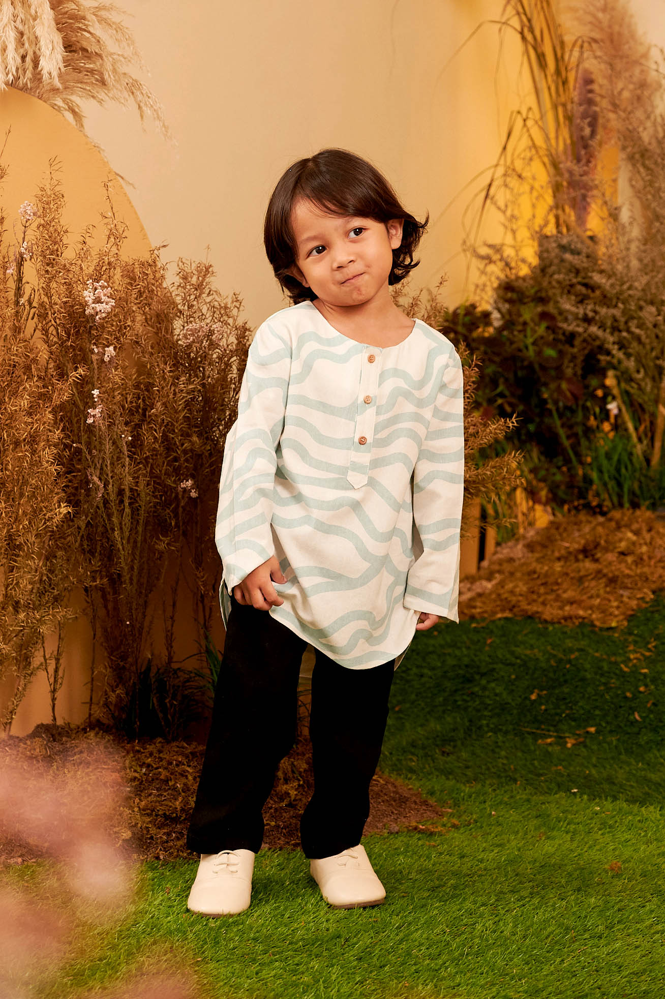 The Secret Garden Boy Kurta Wave Print - Umbi