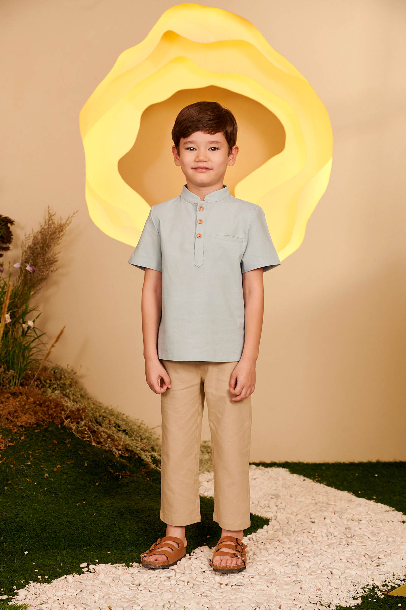 The Secret Garden Boy Short Sleeves Shirt Dusty Blue - Umbi