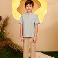 The Secret Garden Boy Short Sleeves Shirt Dusty Blue - Umbi