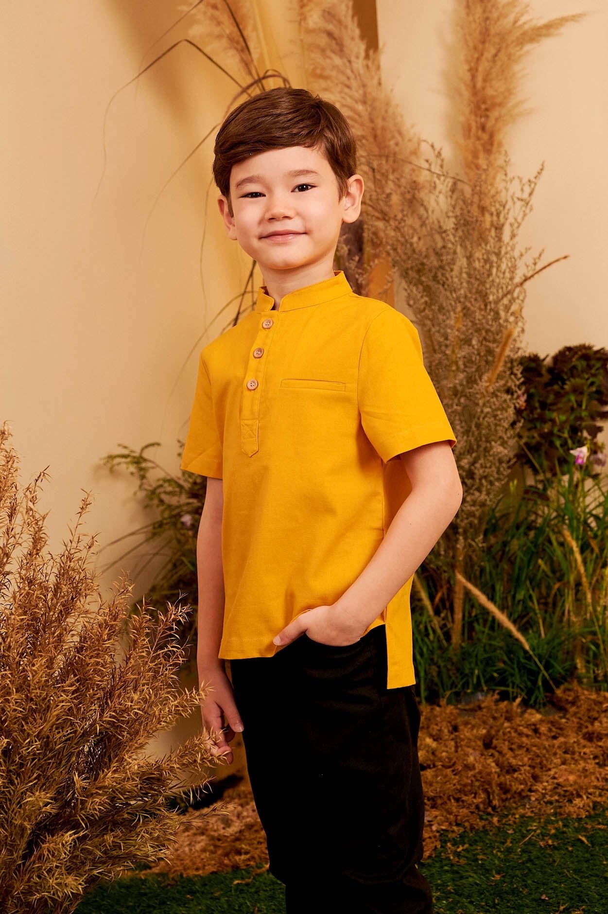 The Secret Garden Boy Short Sleeves Shirt Mustard - Umbi