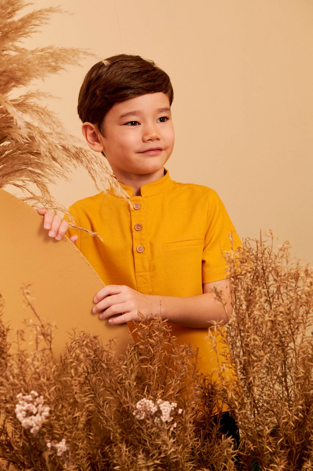 The Secret Garden Boy Short Sleeves Shirt Mustard - Umbi