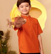 The Secret Garden Boy Short Sleeves Shirt Orange - Umbi