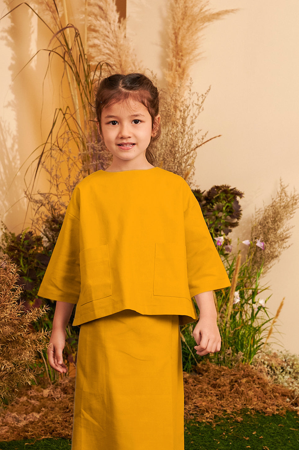 The Secret Garden Girl Pair Pockets Boxy Blouse Mustard