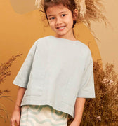 The Secret Garden Girl Pair Pockets Boxy Blouse Dusty Blue - Umbi