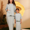 The Secret Garden Girl Pair Pockets Boxy Blouse Dusty Blue - Umbi