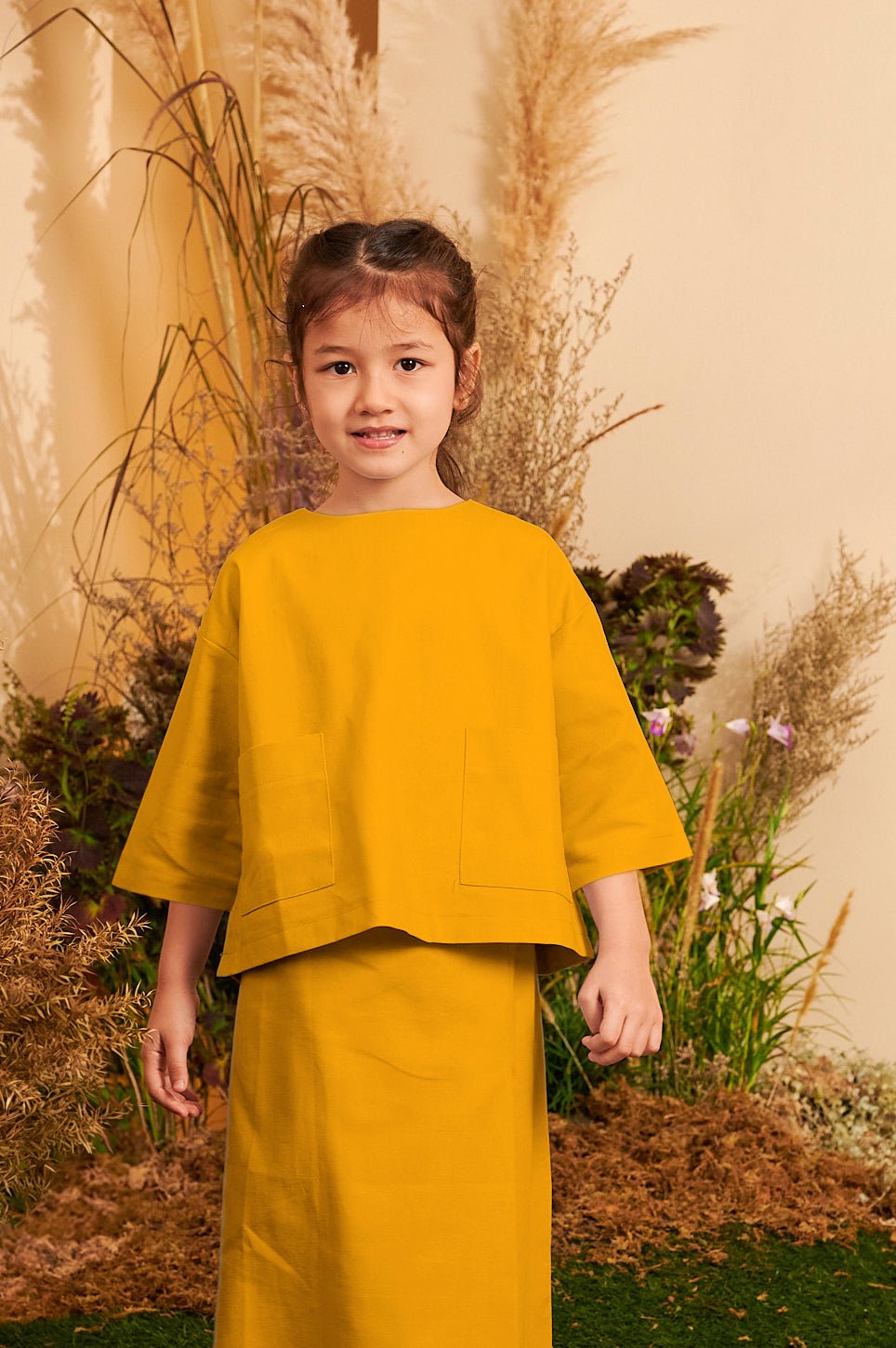 The Secret Garden Girl Pair Pockets Boxy Blouse Mustard - Umbi