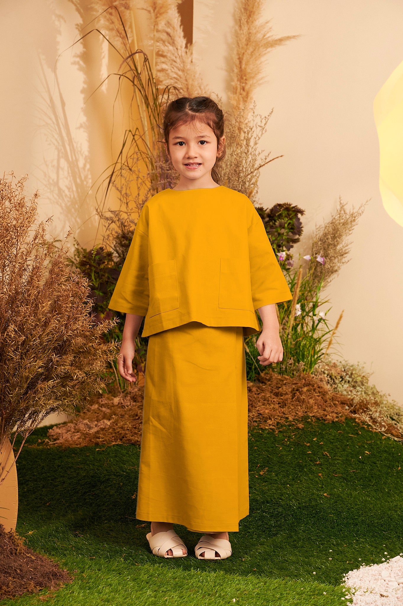 The Secret Garden Girl Pair Pockets Boxy Blouse Mustard - Umbi