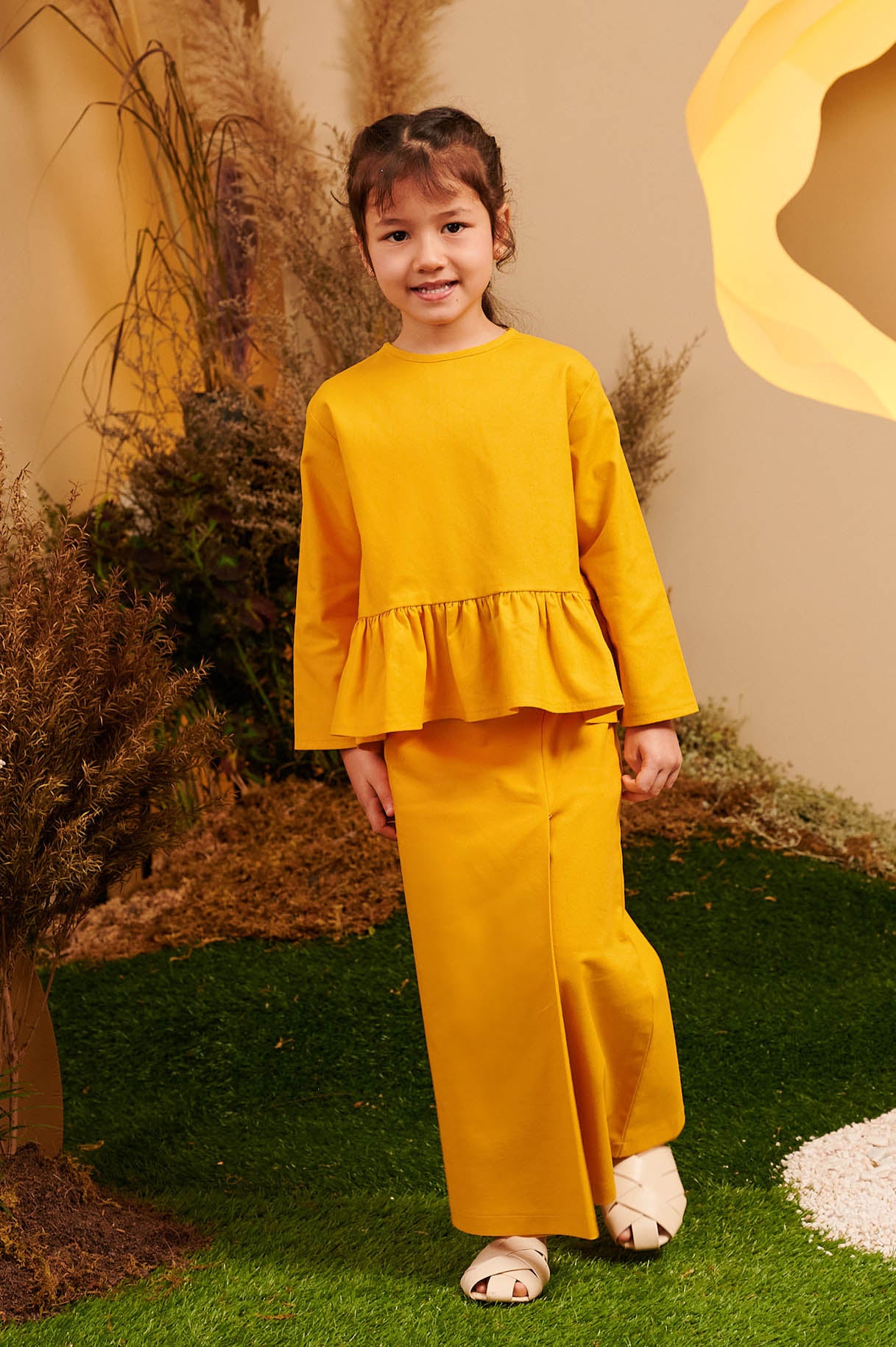 The Secret Garden Girl Petit Ruffle Blouse Mustard