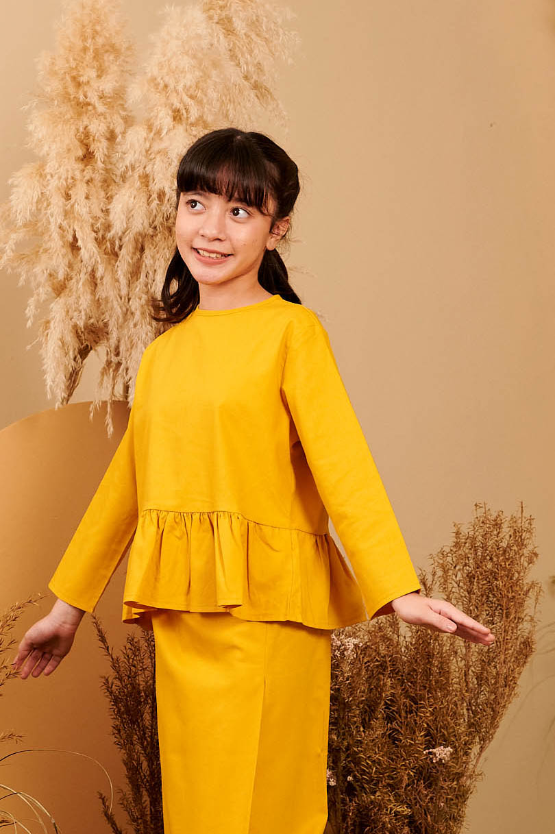 The Secret Garden Girl Petit Ruffle Blouse Mustard