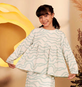 The Secret Garden Girl Ruffle Blouse Wave Print - Umbi