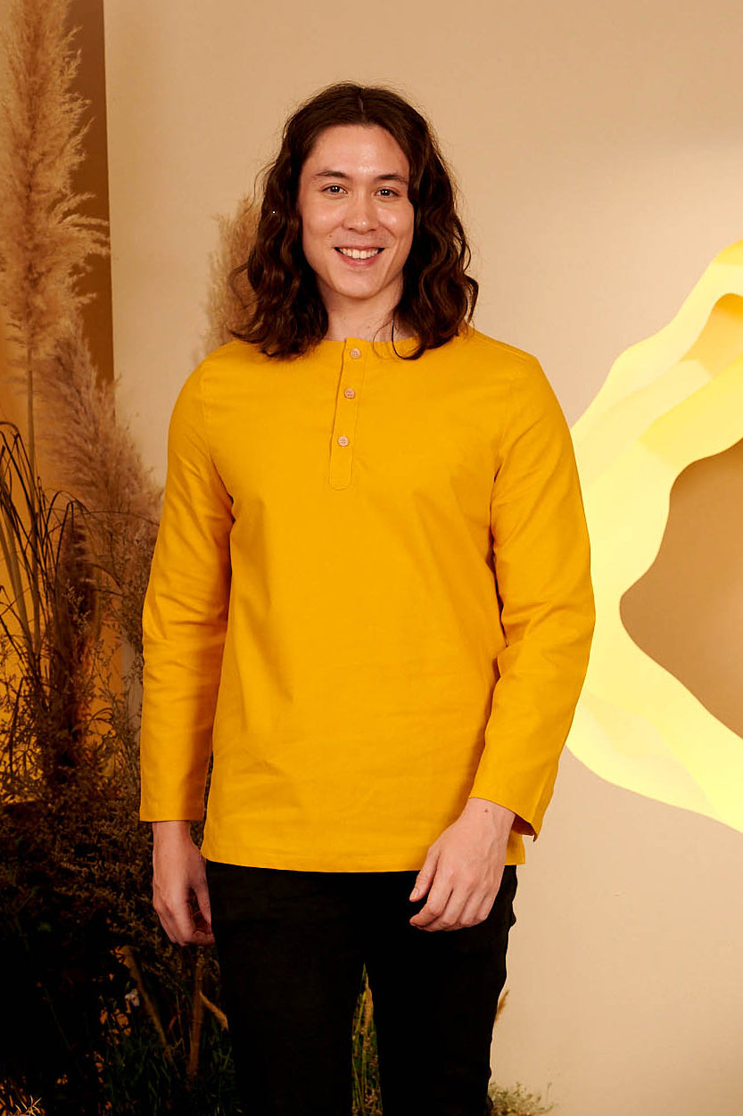 The Secret Garden Men Kurta Mustard