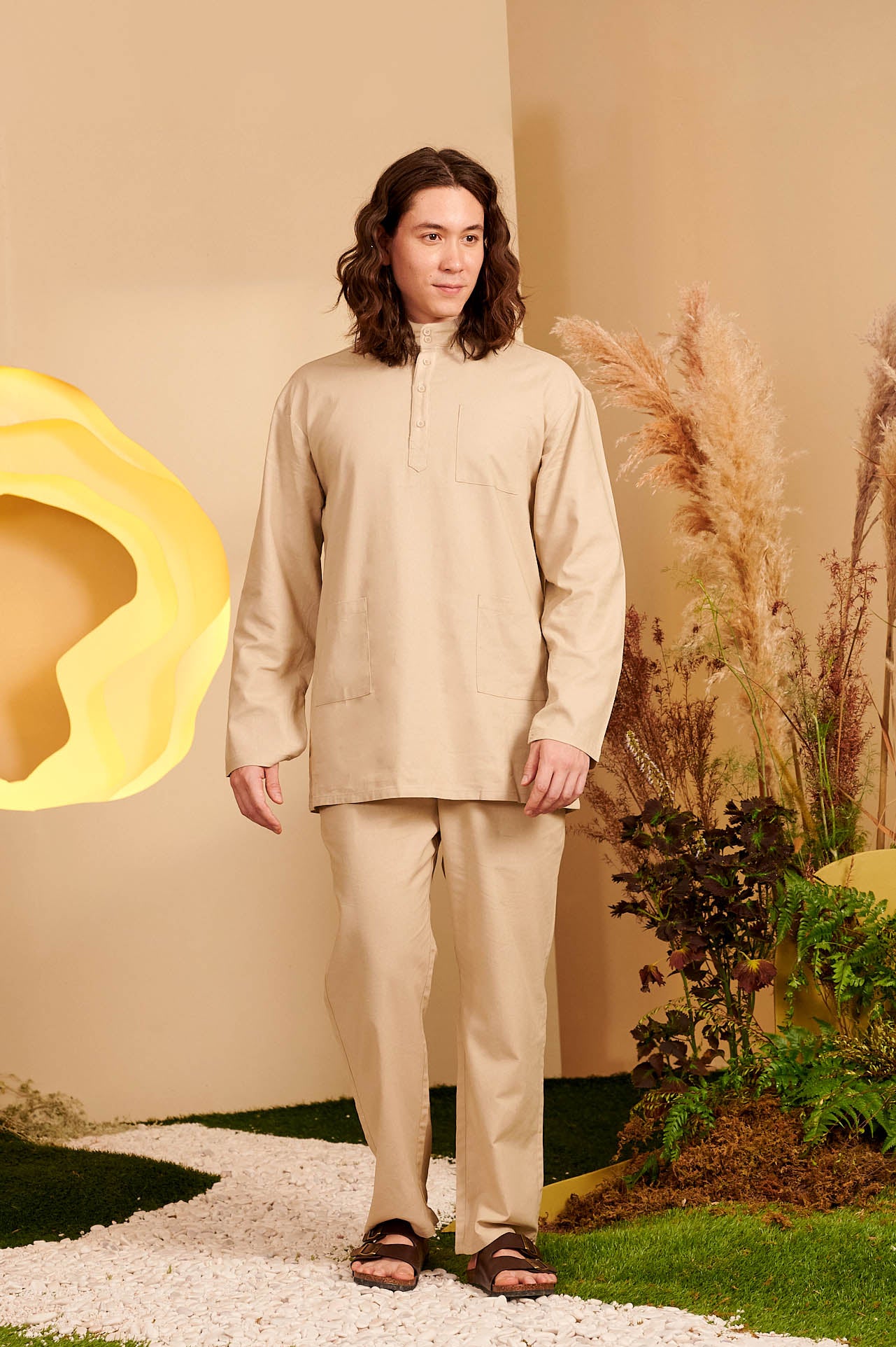 The Secret Garden Men Baju Melayu Set Sand